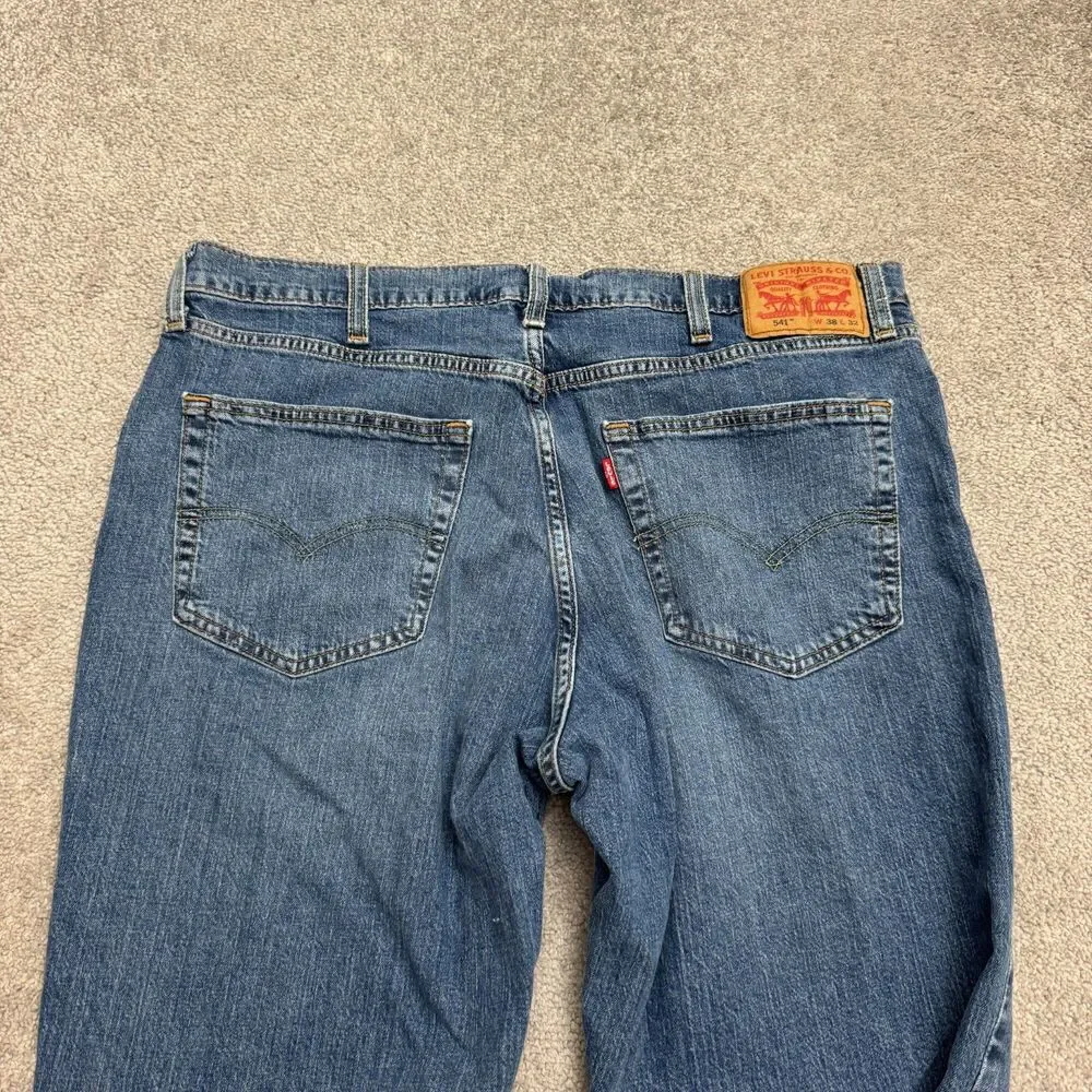Levi's 541 Athletic Fit Tapered  Denim Jeans Mens 38x32 Blue Medium Wash Stretch